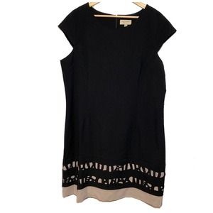 Harve Benard black beige LBD laser cut dress 18 NWT
